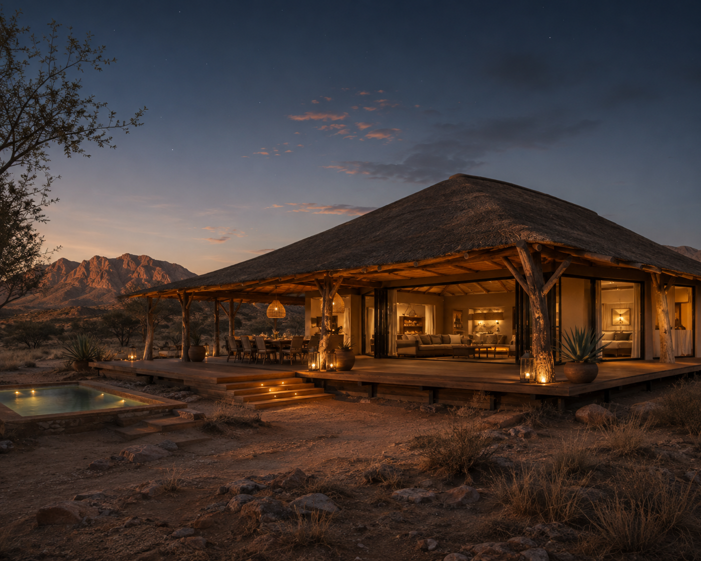 Private desert lodge accommodation in Namibia